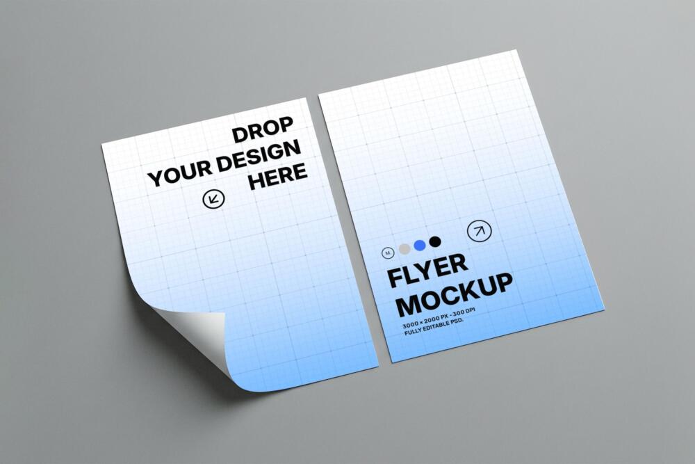 A4 Flyer Mockup with Curled Corner
