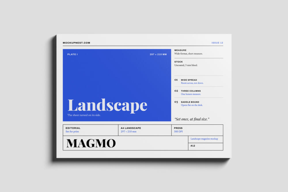 A4 Landscape Print Magazine Mockup