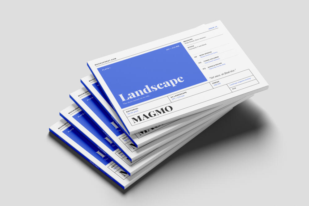 A4 Landscape Professional Magazine Mockup