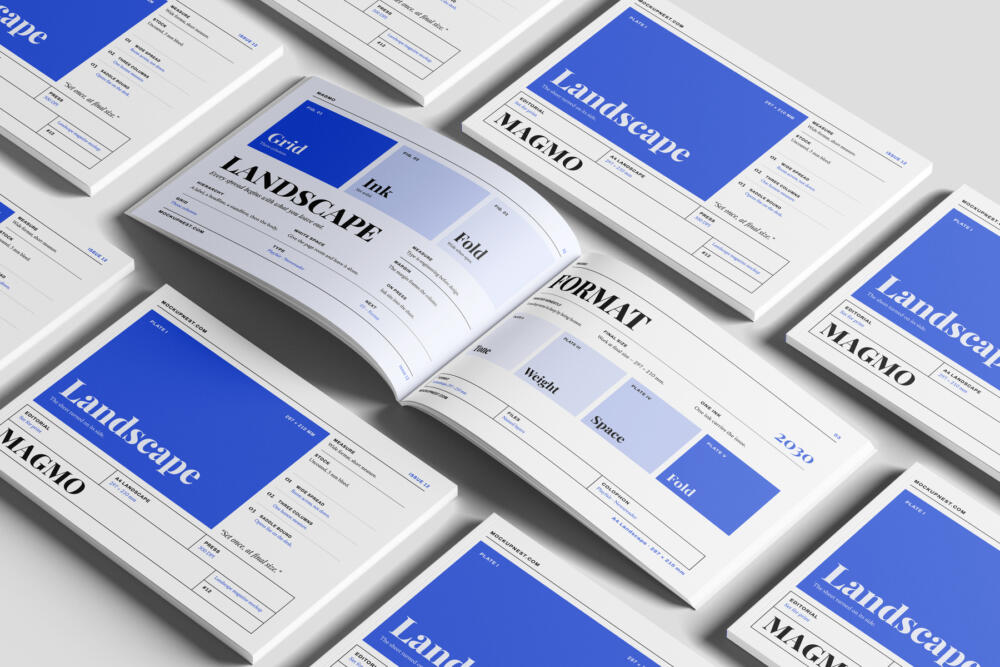 A4 Landscape Publishing Magazine Mockup