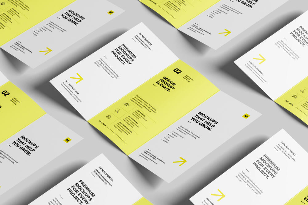 A4 Trifold Flyer Mockup Angled View