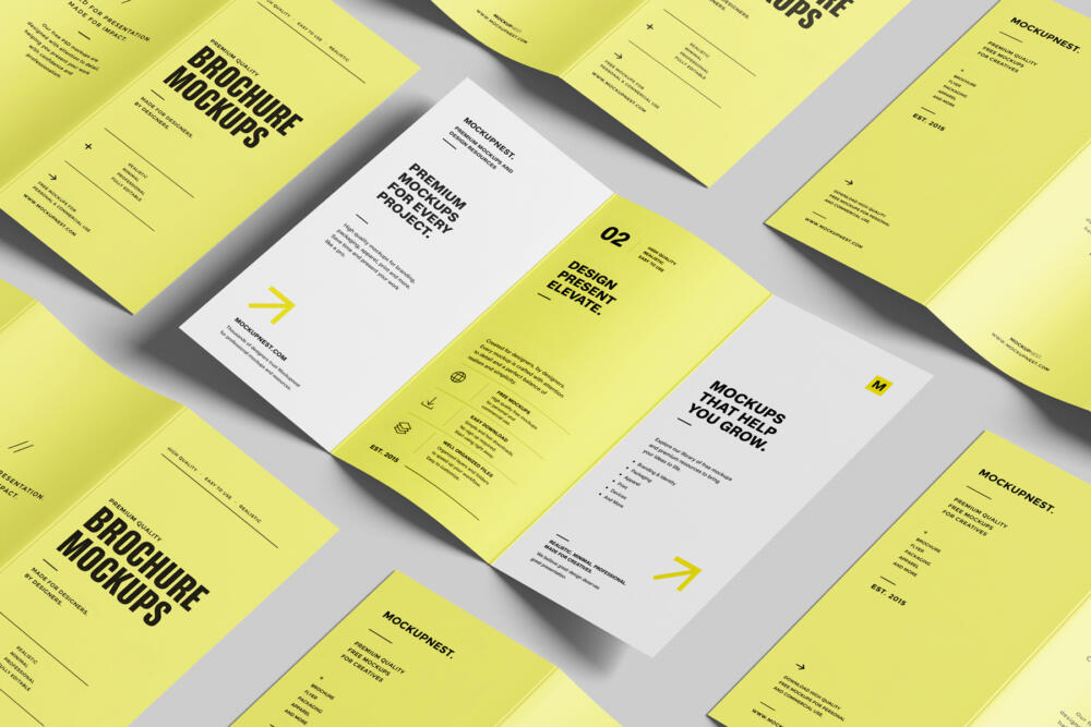 A4 Trifold Flyer Mockup Bright Studio Light