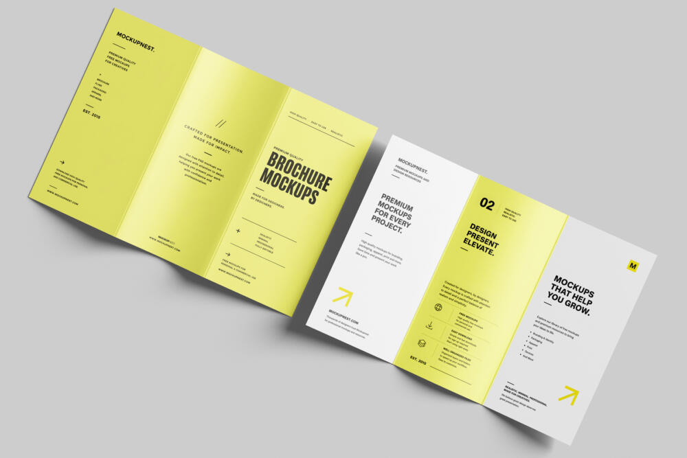 A4 Trifold Flyer Mockup Floating