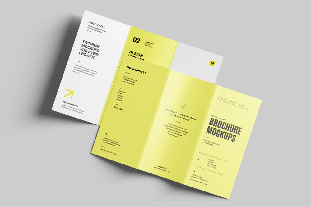 A4 Trifold Flyer Mockup In Studio Light