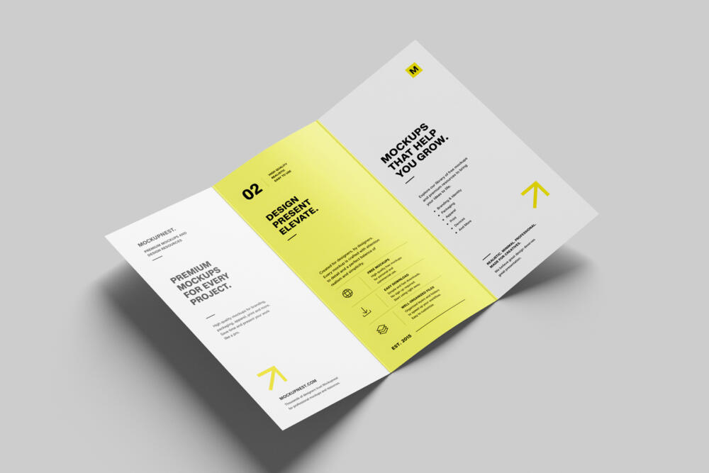 A4 Trifold Flyer Mockup On Floor