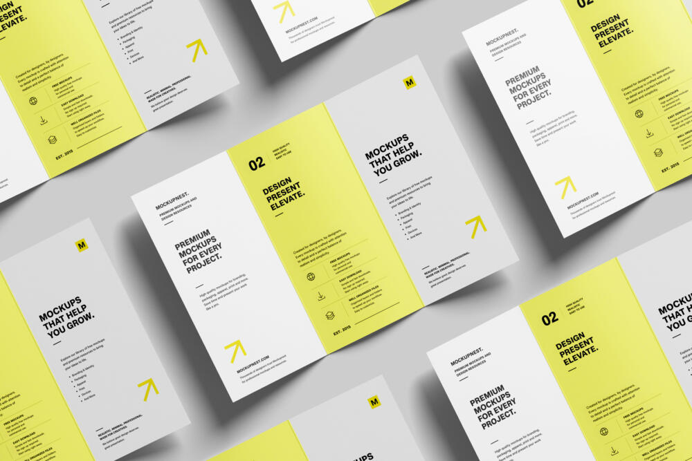 A4 Trifold Flyer Mockup On Minimal Background