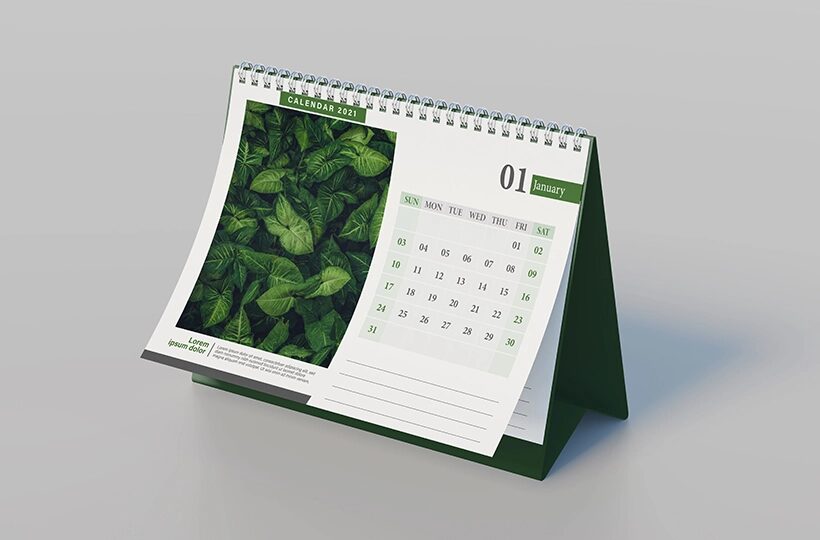 A5 Desktop Calendar Mockup, PSD