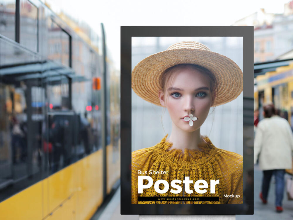 Abstract Concrete Wooden Exterior Poster Mockup