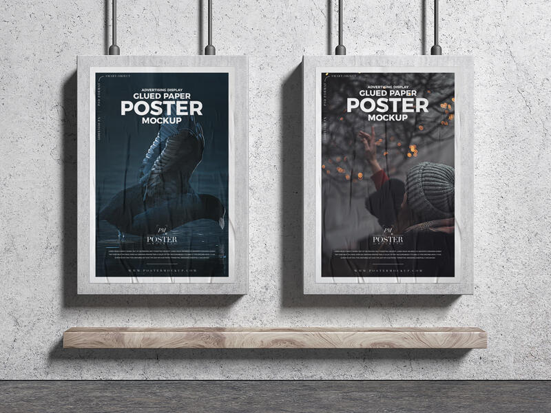 Advertising Display Glued Paper Posters Mockup