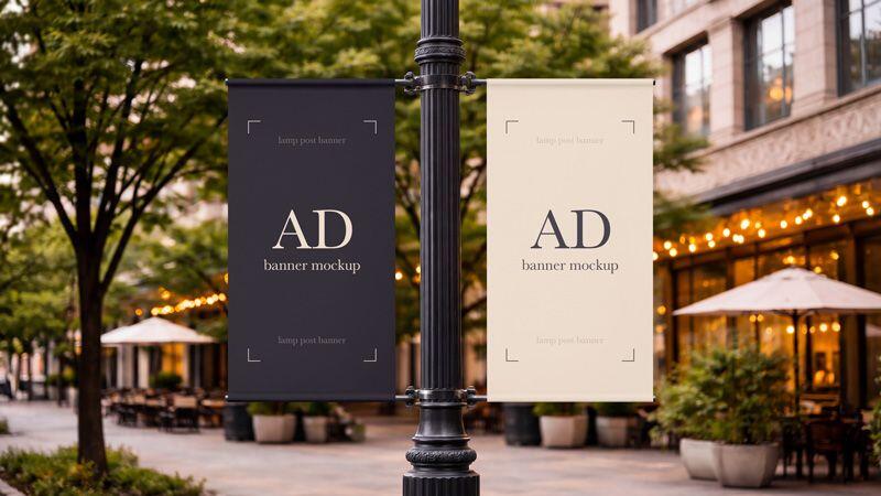 Advertising Lamp Post Banner Mockup