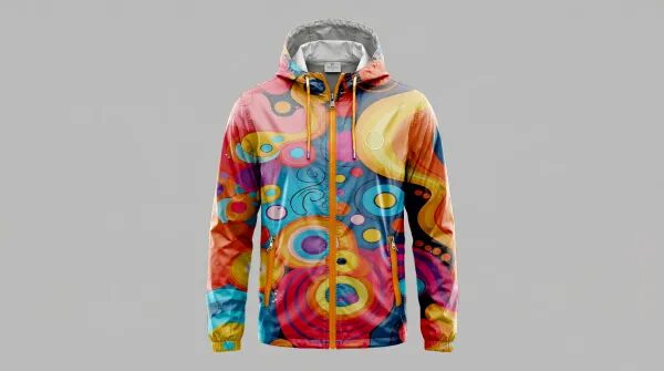 All-Over Print Windbreaker Jacket Mockup — Front View (PSD)
