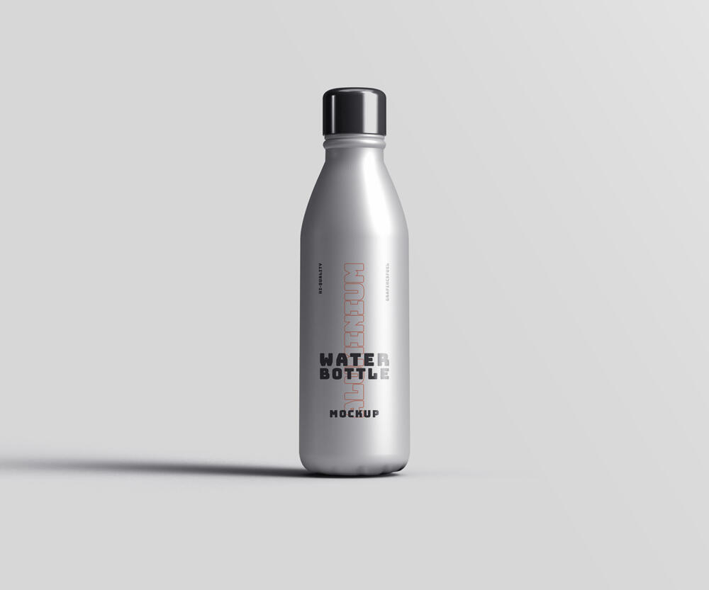Aluminium Water Bottle Mockup PSD
