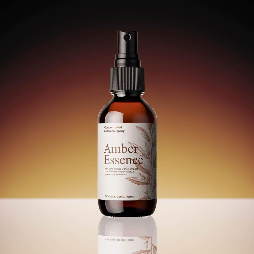 Amber glass spray bottle mockup