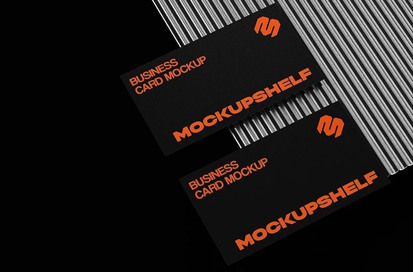 Angled Business Card Mockup PSD for Branding