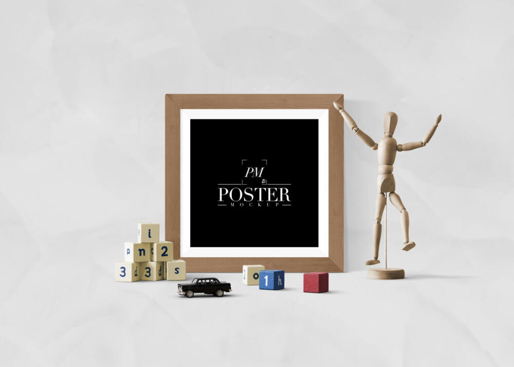 Artistic Interior With Creative Antique Square Poster Frame Mockup PSD
