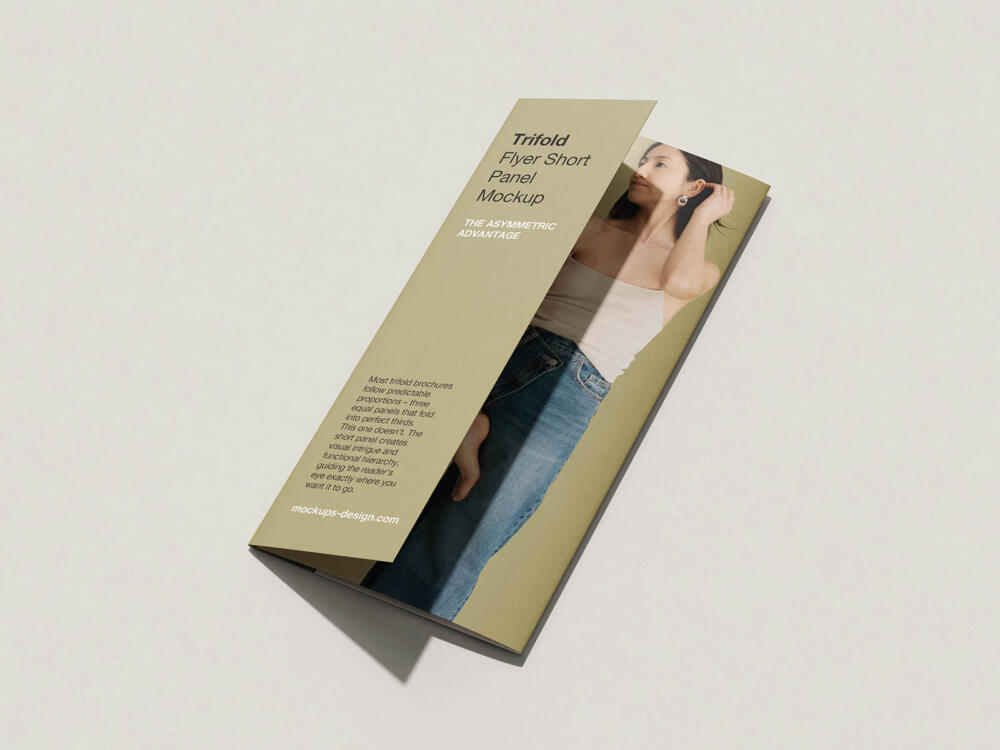 Asymmetric DL trifold flyer mockup