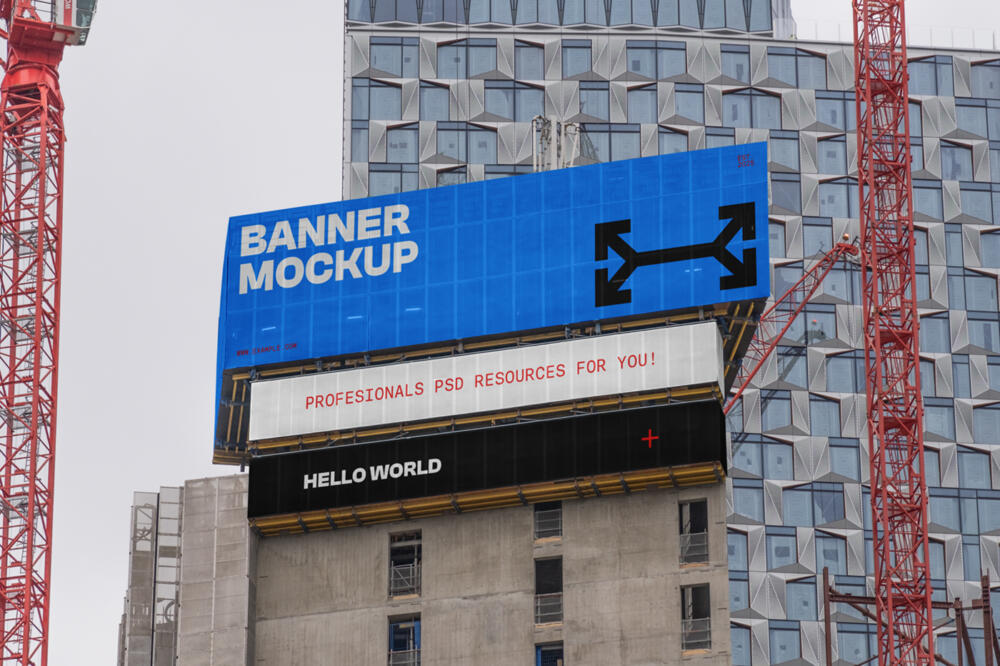 Banner on a Construction Mockup