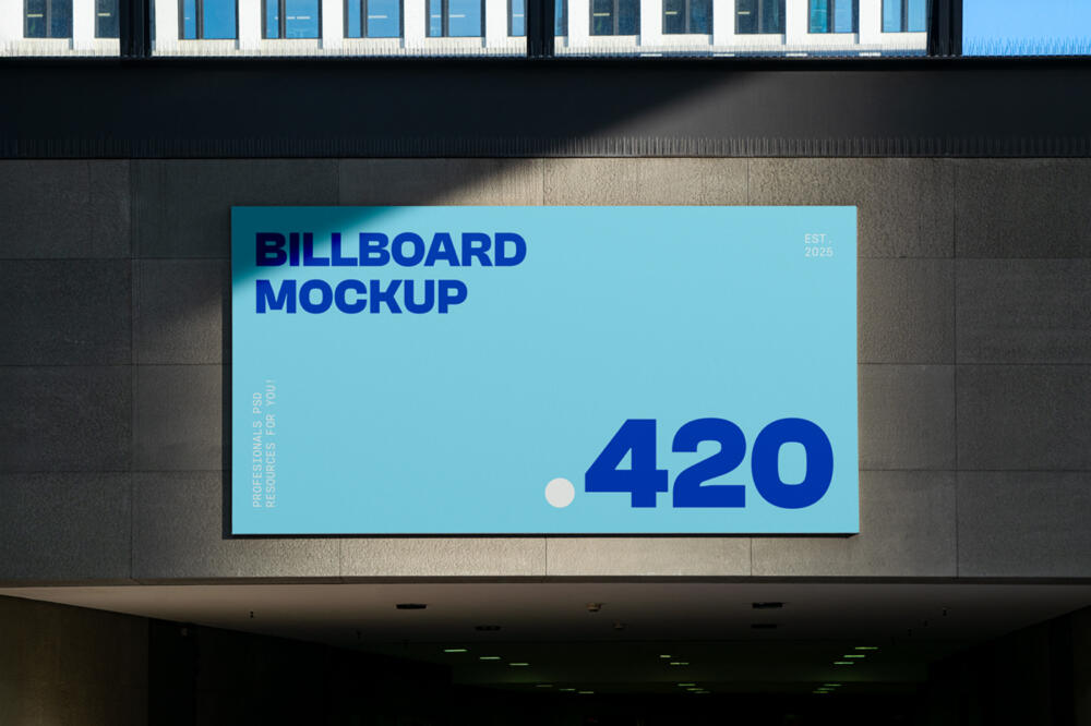 Billboard above Underground Passage Mockup