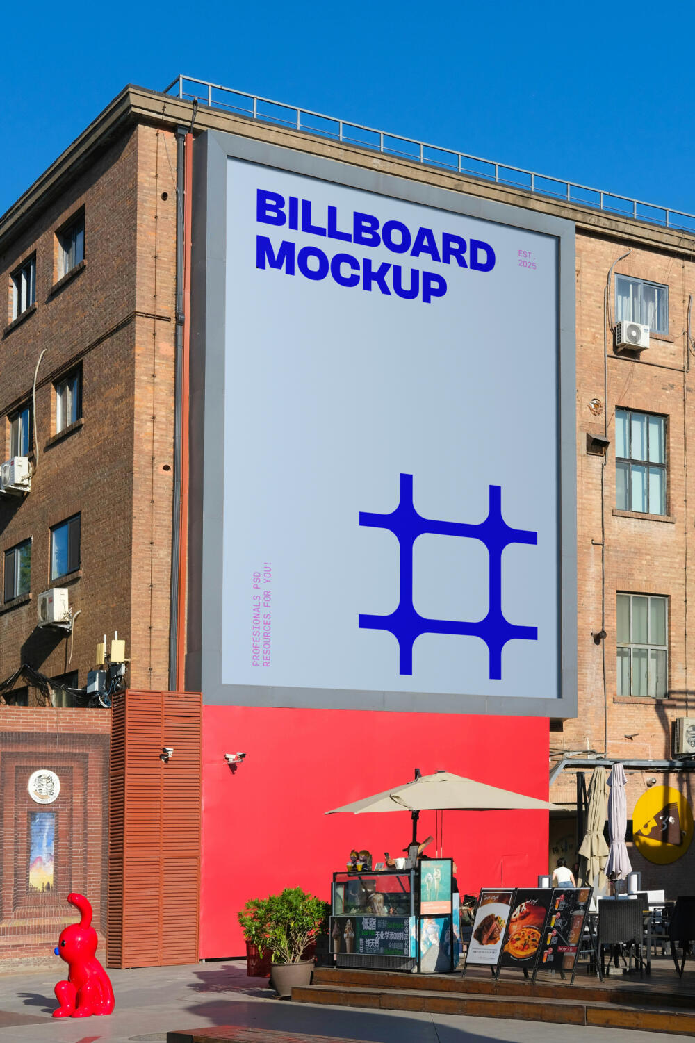 Billboard on Brick Building Mockup