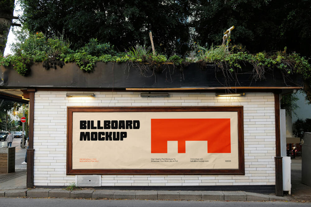 Billboard on Small Wall Mockup