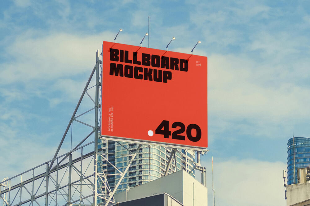 Billboard on Top PSD Mockup