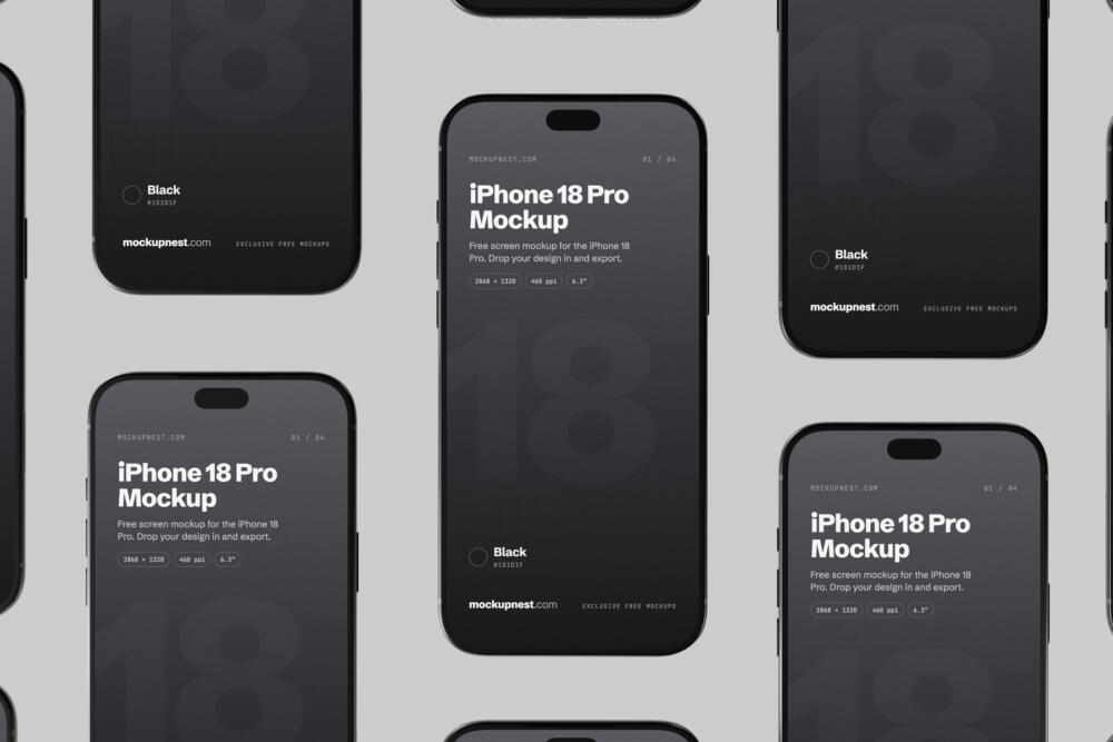 Black iPhone 18 Pro Mockup