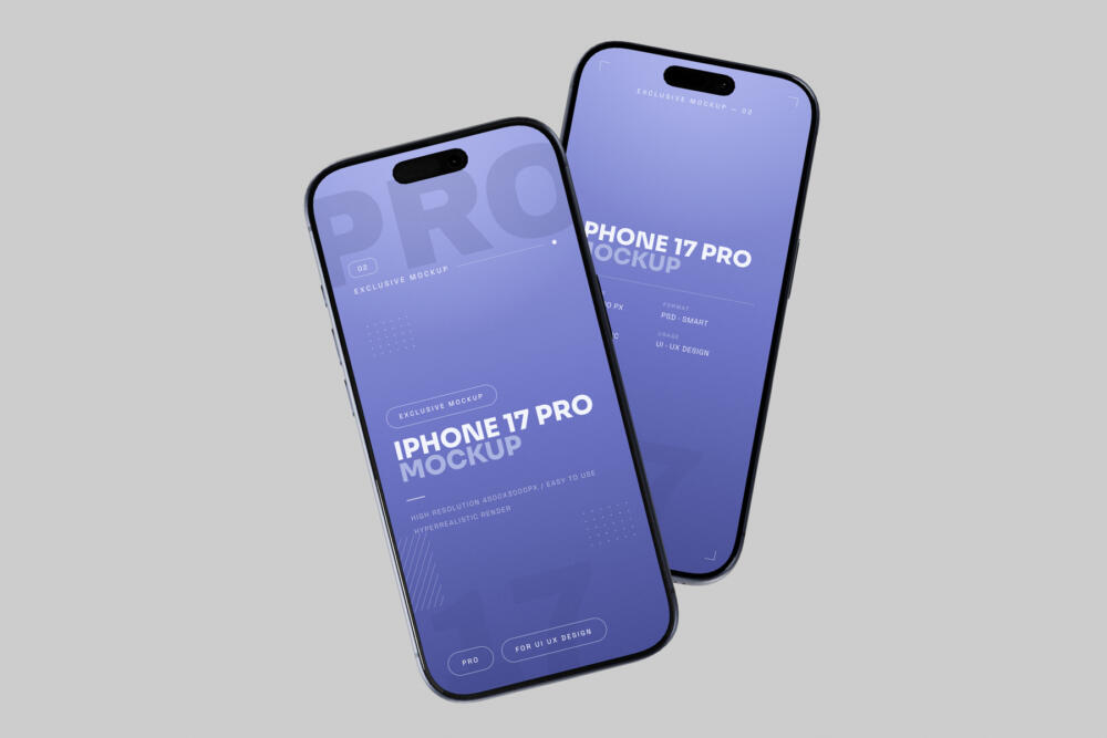 Blue iPhone 17 Pro Mockup Top View