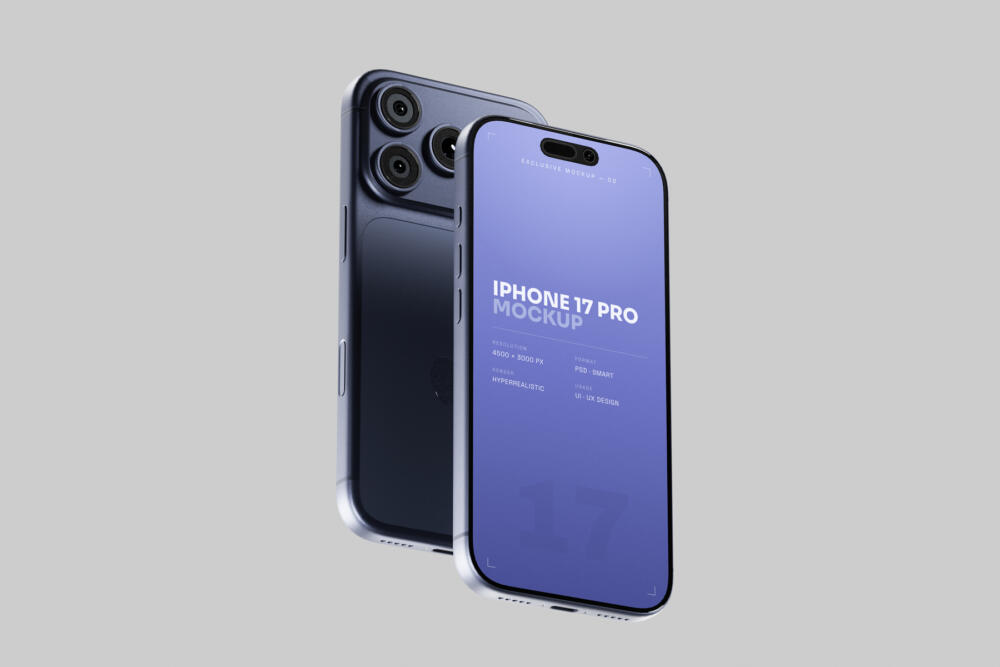 Blue iPhone 17 Pro Mockup