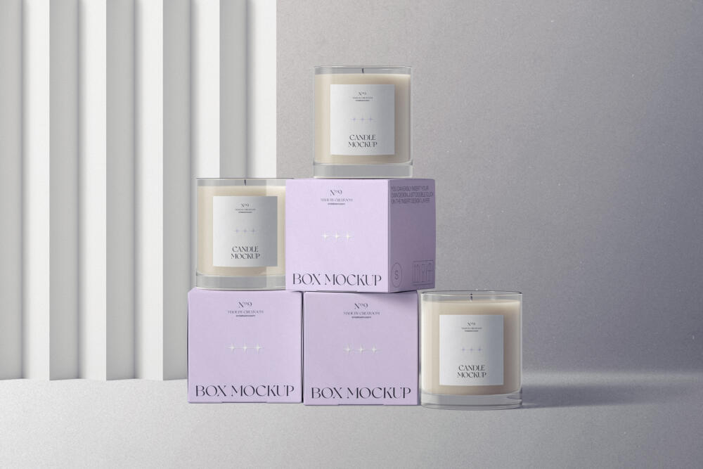 Box And Candle Mockups V1 Front View