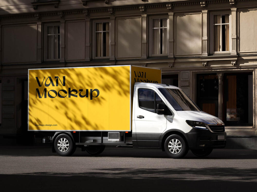 Box body delivery van mockup