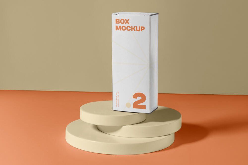 Box Standing on Stands Mockup