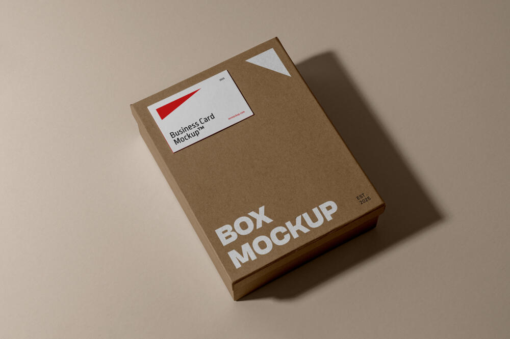 Box with Business Card PSD Mockup