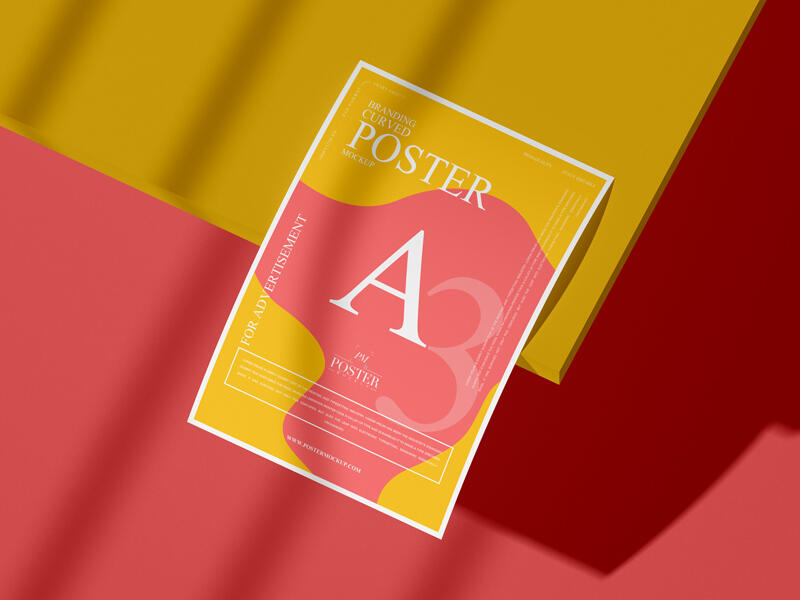 Branding A3 Curved Poster Mockup