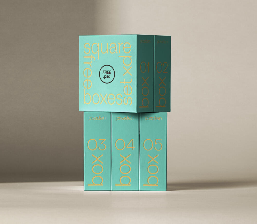 Branding Square Boxes Psd Mockup Set