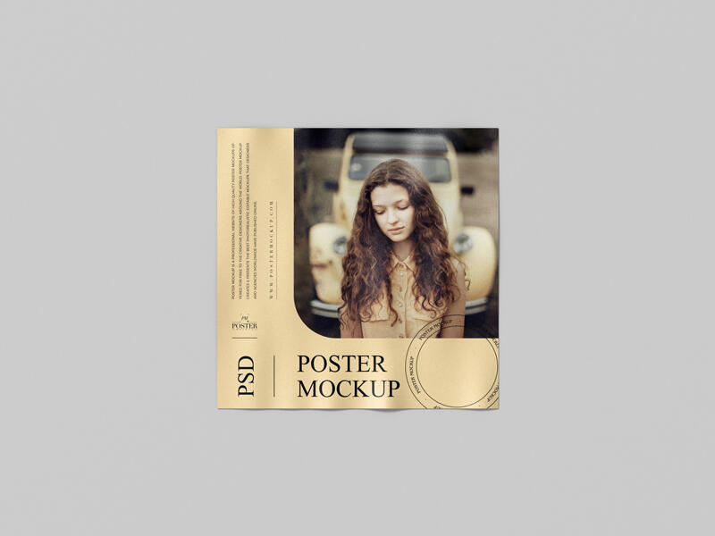 Branding Square Wrinkled Poster Mockup