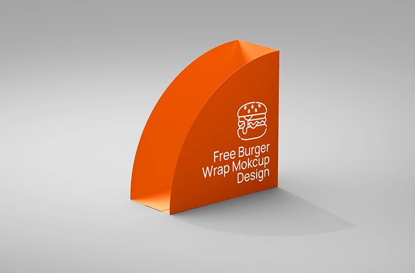 Burger Wrap Mockup PSD, Folded Paper Food Packaging