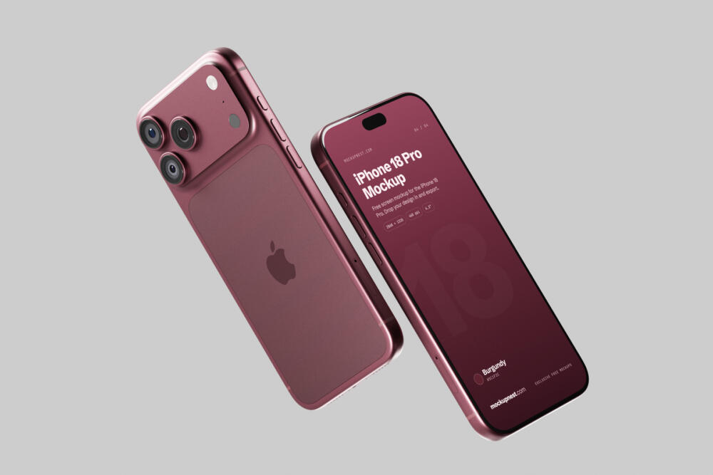 Burgundy iPhone 18 Pro Mockup