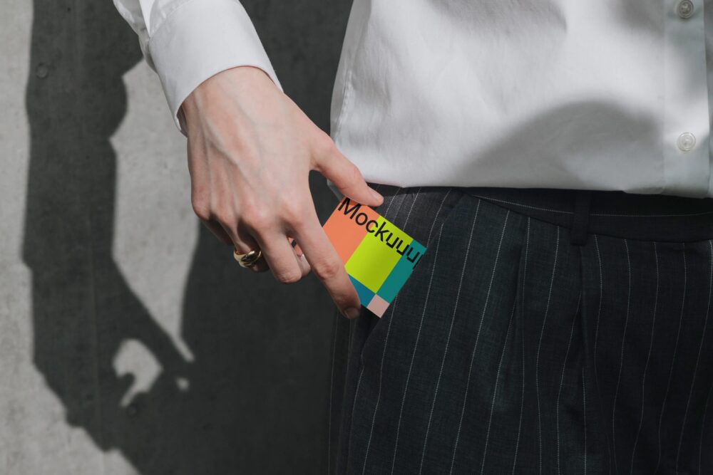Business card mockup in a professional setting