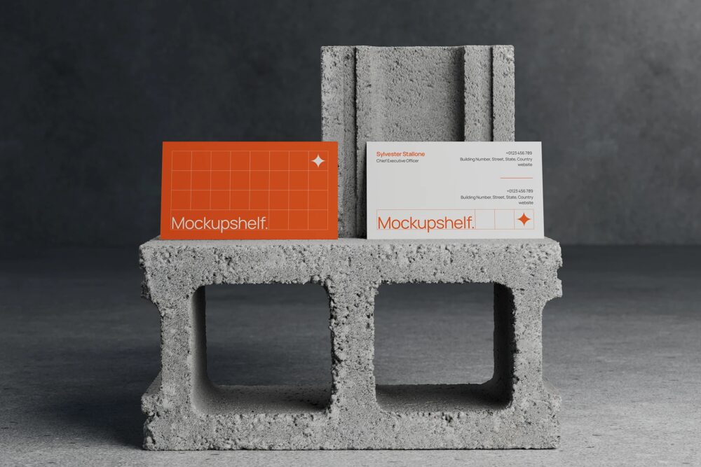 Business Card Mockup on Concrete Blocks