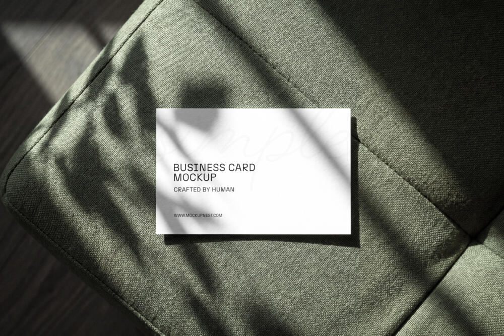 Business Card Mockup On Sofa From Top