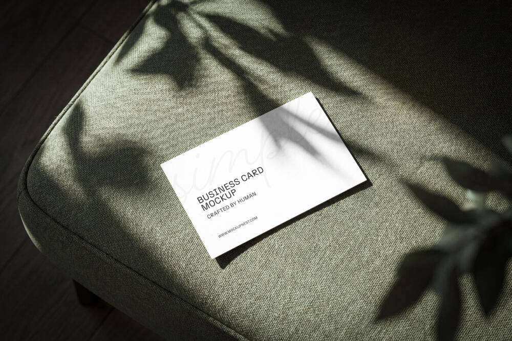 Business Card Mockup On Sofa