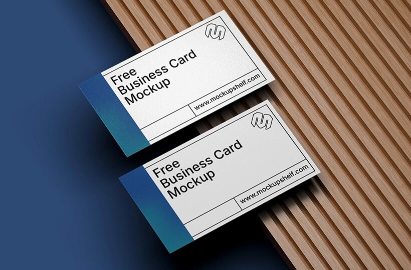 Business Card Mockup on Wooden Chair PSD