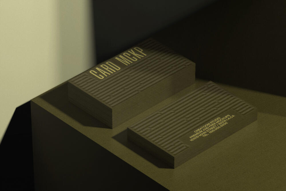 Business Card Mockups With Shadow V3 Isometric