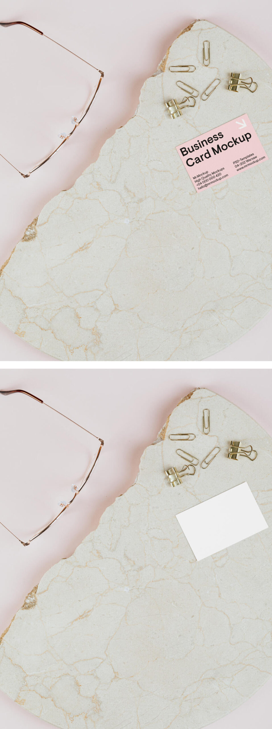 Business Card on Marble Mockup
