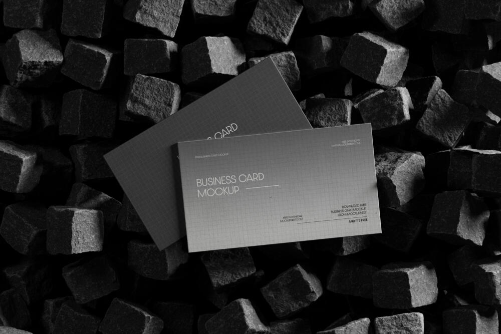Business Card On Stone Cube Mockup