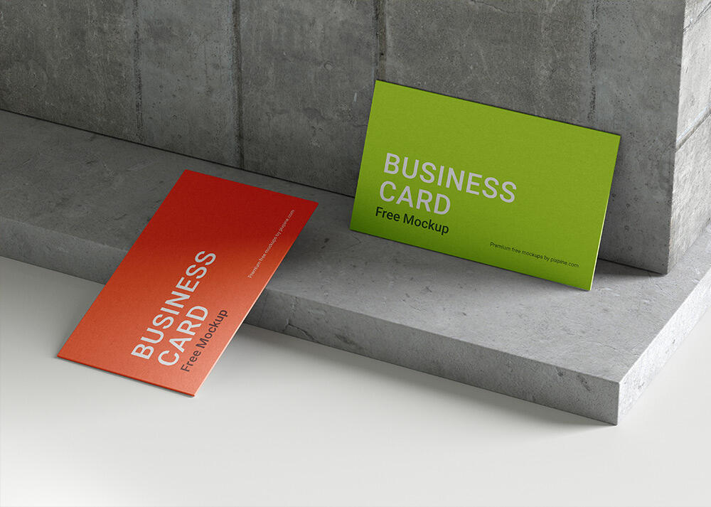 Business Card on Textured Wall Mockup