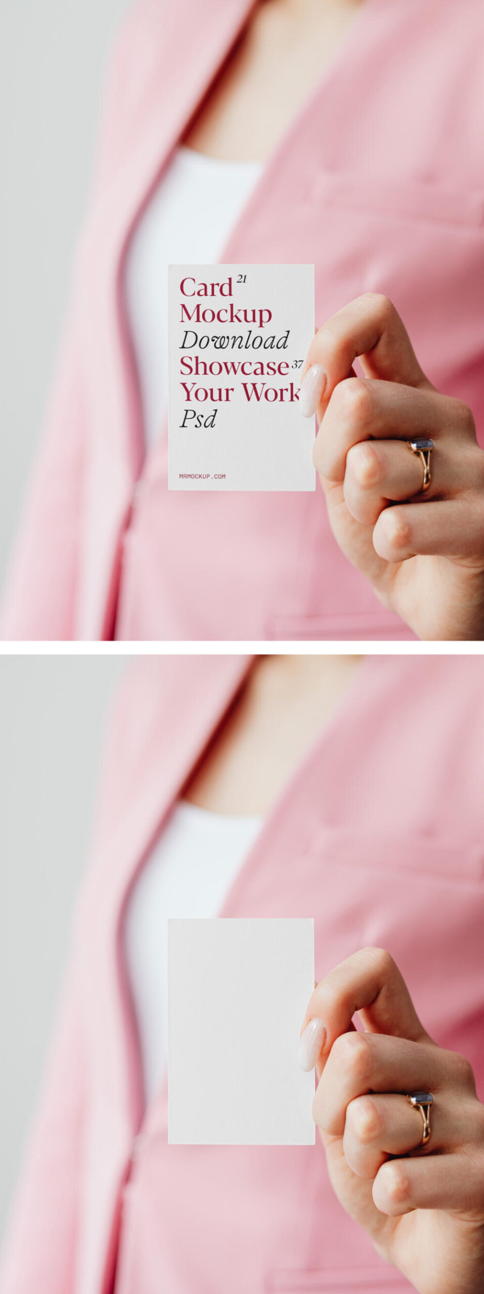 Business Women Holding Business Card Mockup