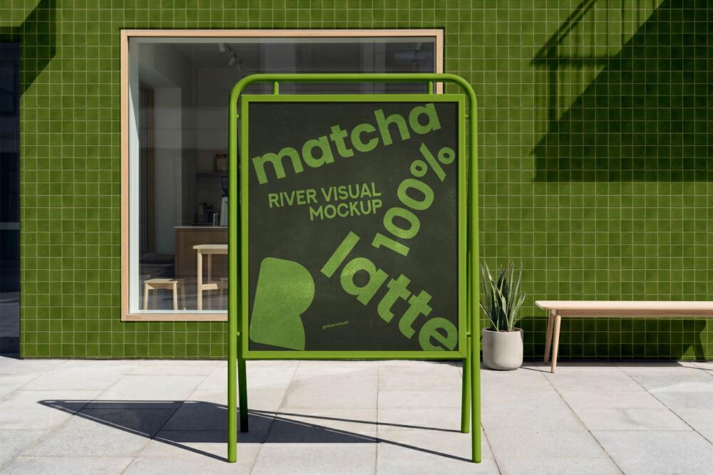 Cafe Entrance Sign Mockup
