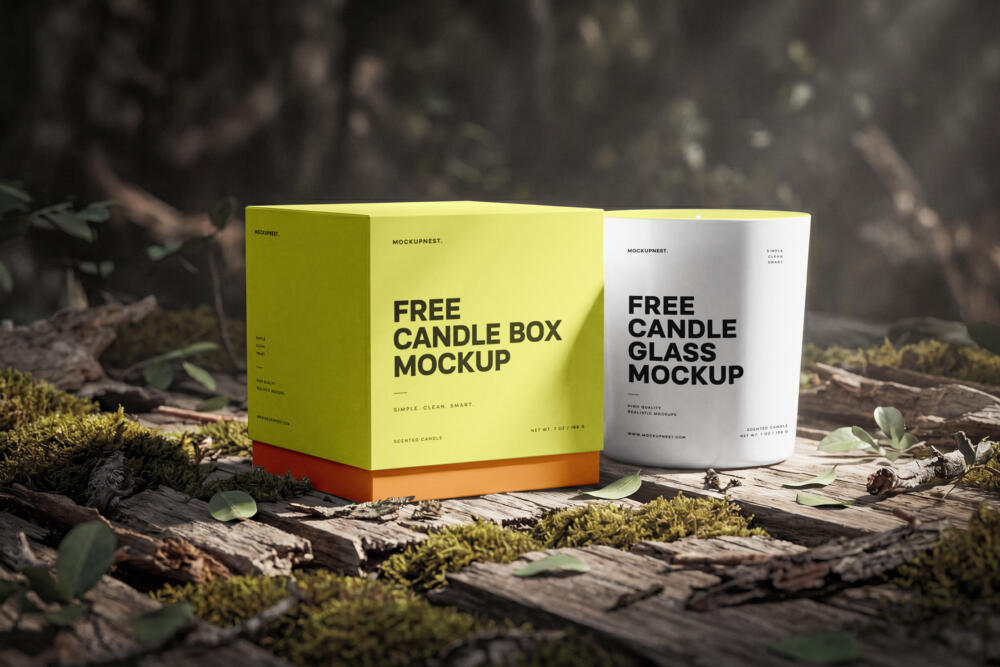 Candle Box Packaging Mockup