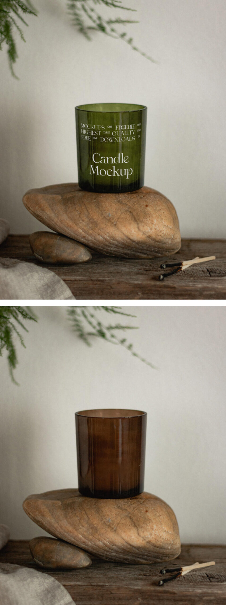 Candle on Stone PSD Mockup